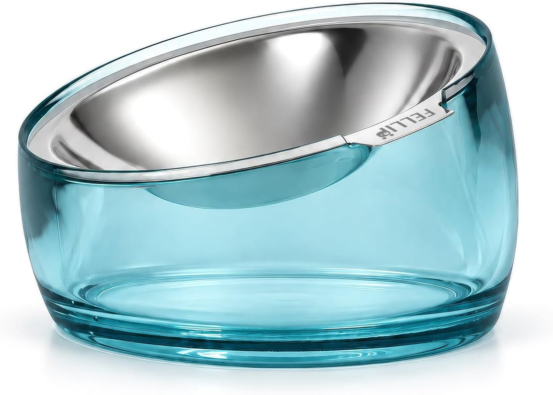 Felli Pet Oblik Whisker Fatigue Cat Food Bowl Raised Stainless Steel