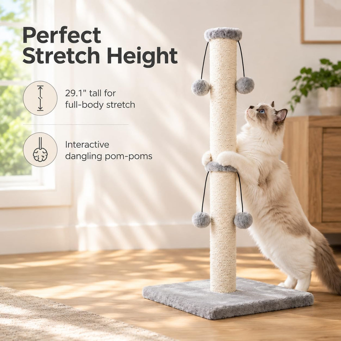 Dimaka 29'' Cat Scratching Post, Natural Sisal Rope Scratcher Post