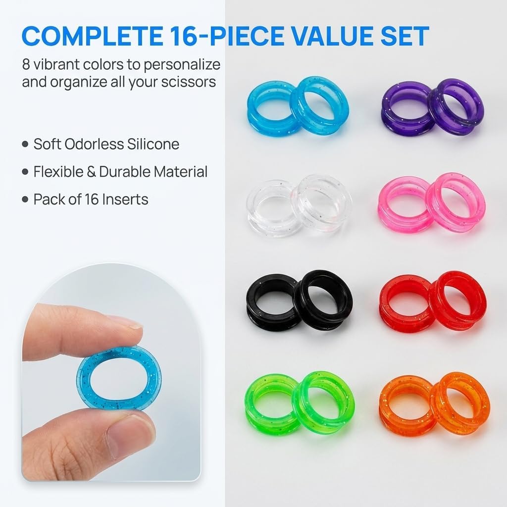 16Pcs Soft Silicone Scissors Finger Rings Silicone Pet Shears Ring