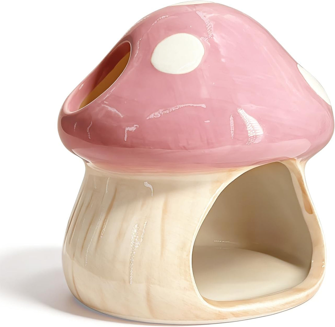 Betta Fish Tank Accessories, 4.33" Ceramic Mushroom Aquarium Decor