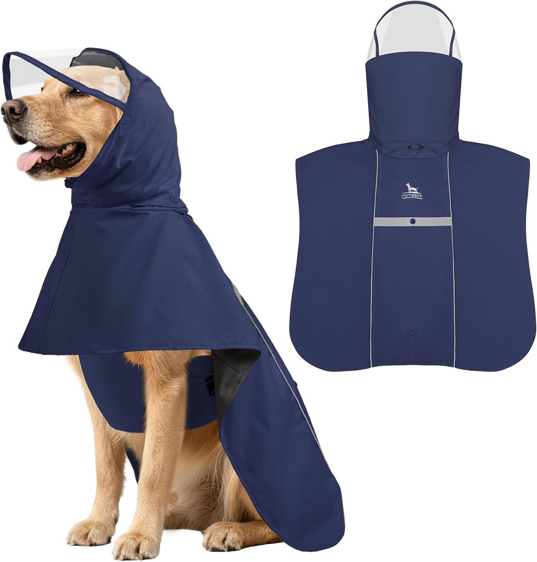 WINGOIN Dog Raincoat, Waterproof Dog Rain Jacket with Removable Hood