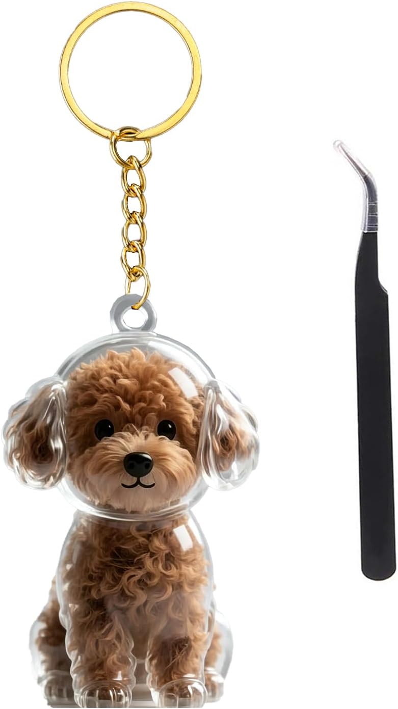 3D Clear Pet Hair Keepsake Keychain