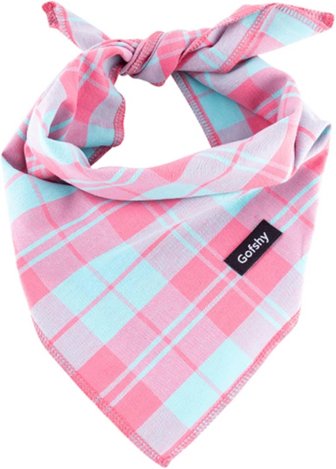Christmas Dog Bandana Large Cotton, Red Black Buffalo Plaid Scarf