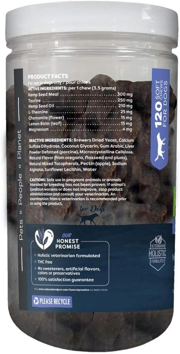 Only Natural Pet Hemp Calming Support Soft Chews for Dogs, 120 Count