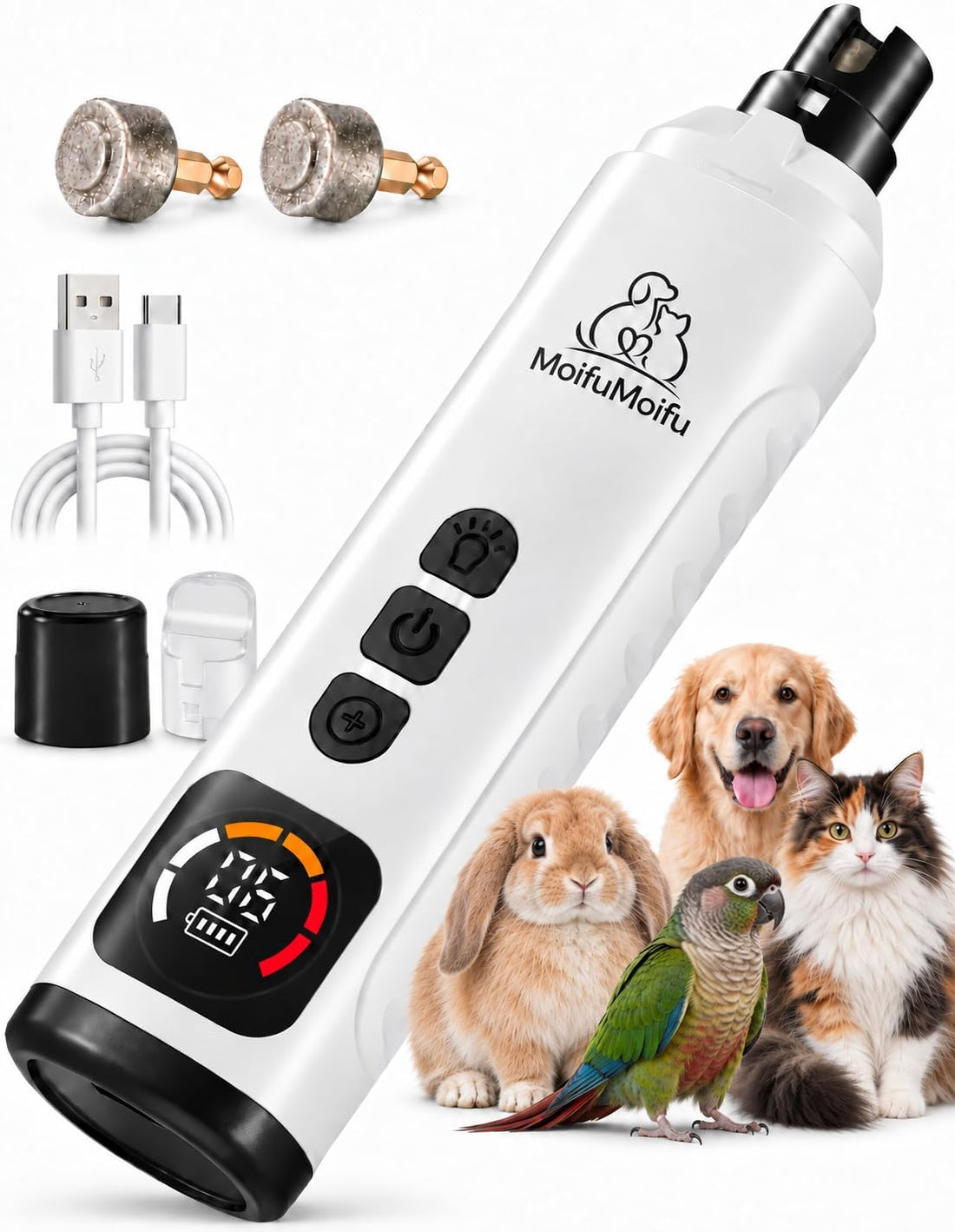 Dog Nail Grinder, Quiet 6-Speed Electric Pet Nail Trimmer
