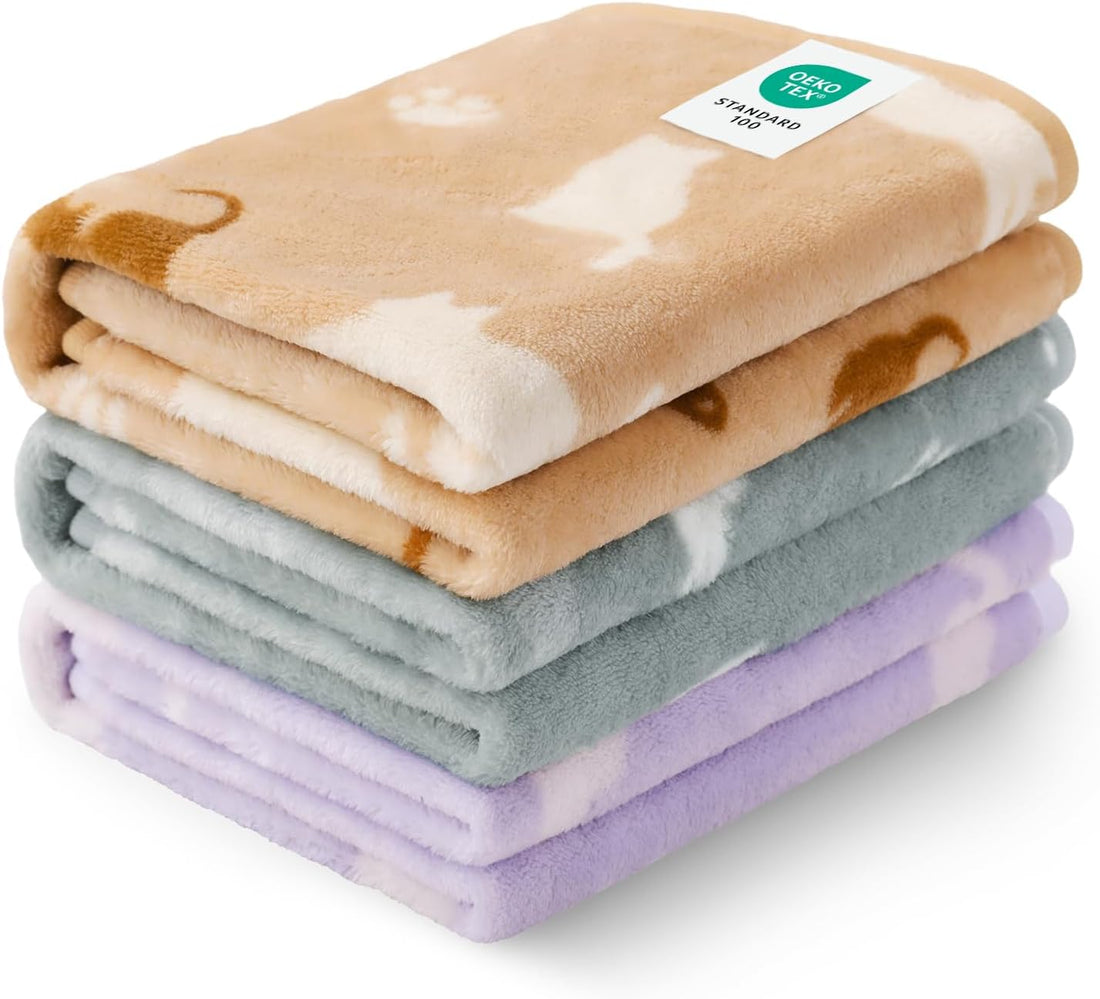 Luciphia Dog Blanket 3 Pack, Soft Cozy Fleece Throw for Puppy