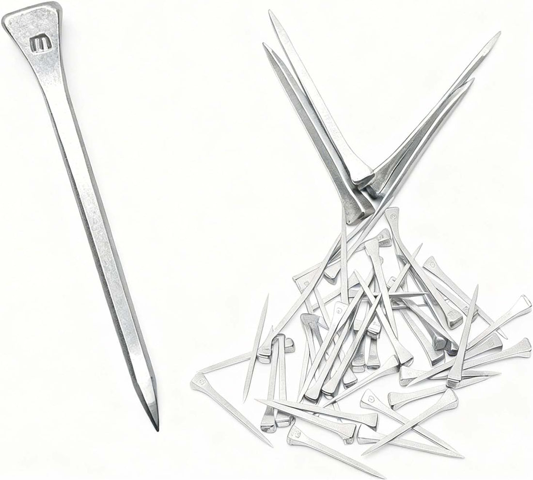 E6 Horseshoe Nails, 60 Pcs - 2.1 Inch Galvanized & Polished Steel