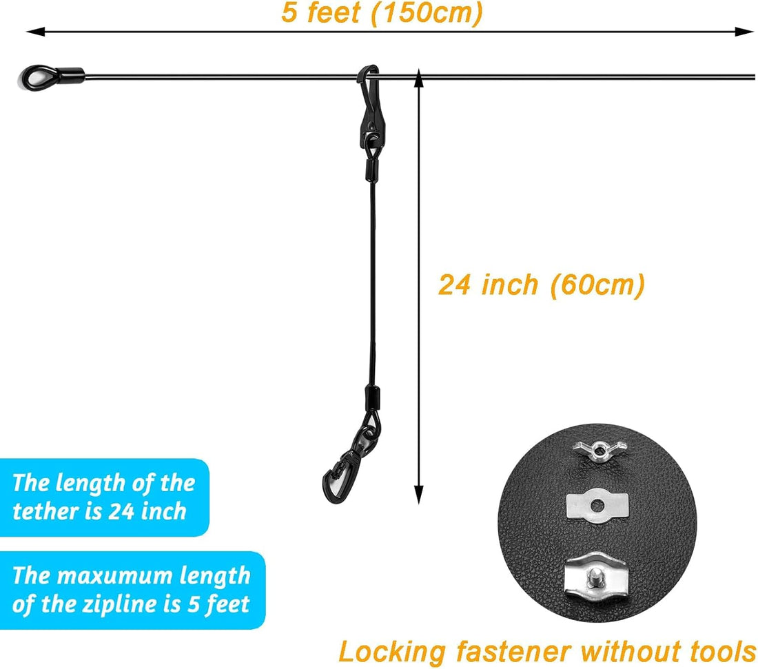 Dog Seat Belt,5FT Chew-Proof Stainless Steel Wire Tether for Car