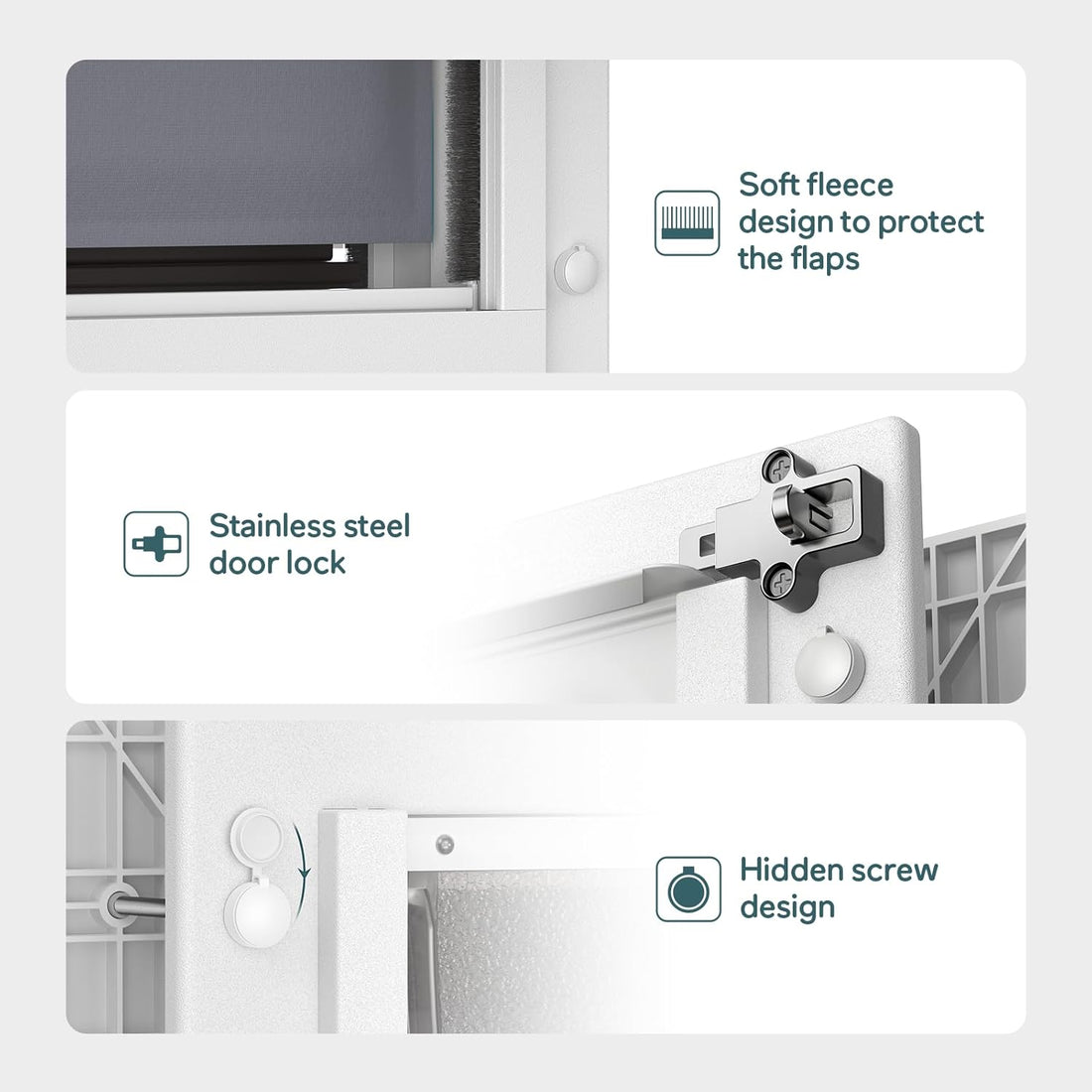 Baboni 3-Flaps Pet Door for Interior and Exterior Doors