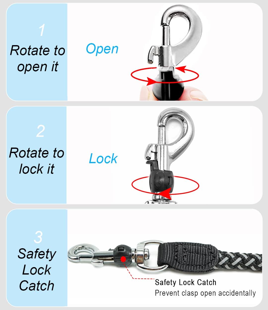Reflective Dog Leash 2/3/4/6/10ft Braided 1/2" Strong Nylon Rope
