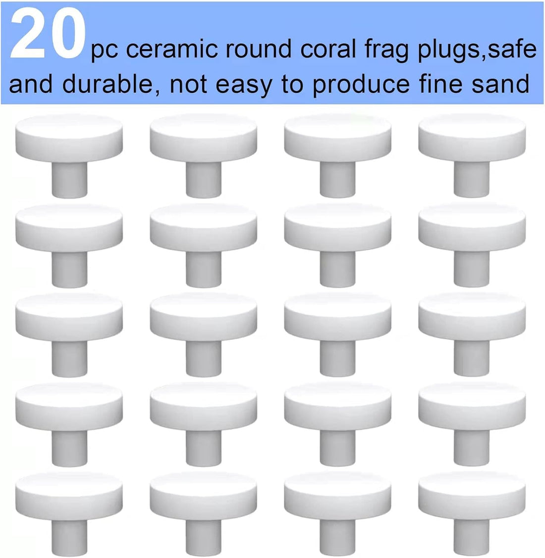 Ceramic White Coralline Coral frag Plugs Coral frag Base Round 20pc