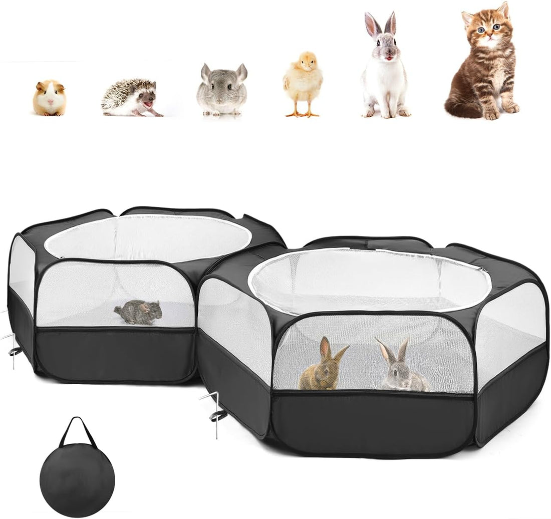 Pawaboo Small Animal Playpen with Zippered Cover,Green