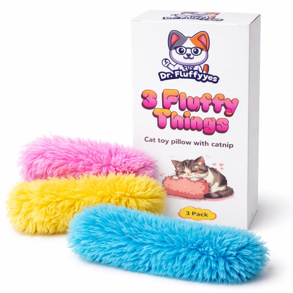 Dr. Fluffyyes 3 Fluffy Things Cat Toy Pillows with Catnip & Crinkle