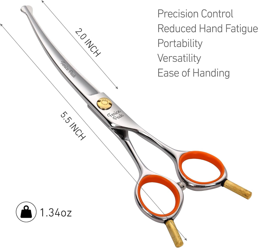Fenice Peak 5'' Small Curved Scissors Lightweight Dog Cat Grooming