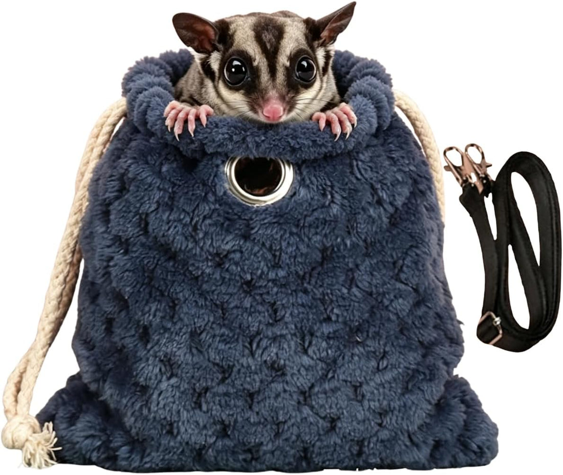 Sugar Glider Bonding Pouch Warm Travel Carrier Hamster Nest & Strap