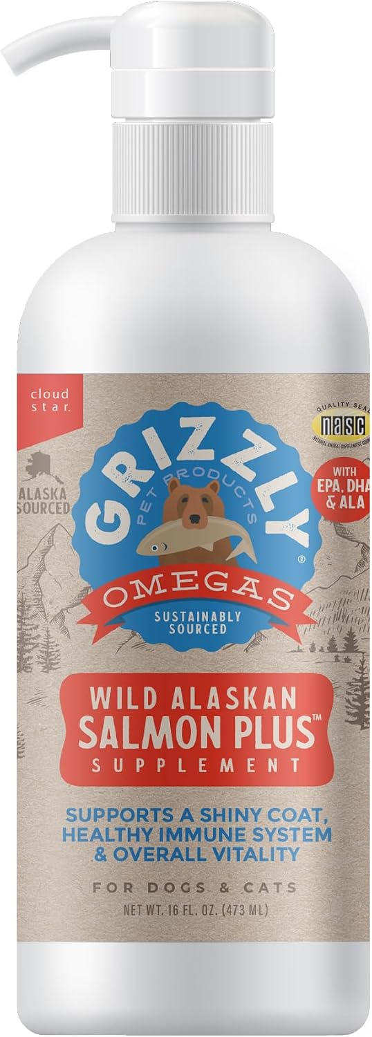 Grizzly Wild Alaskan Salmon Oil Dog Food Supplement Omega 3 Fatty