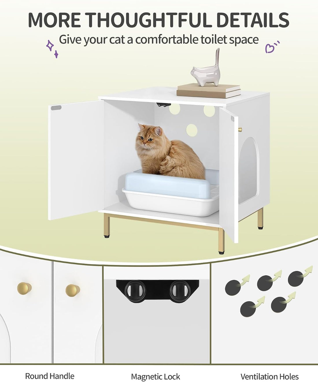 Hzuaneri Cat Litter Box Enclosure, Hidden Litter Box Furniture Cabinet