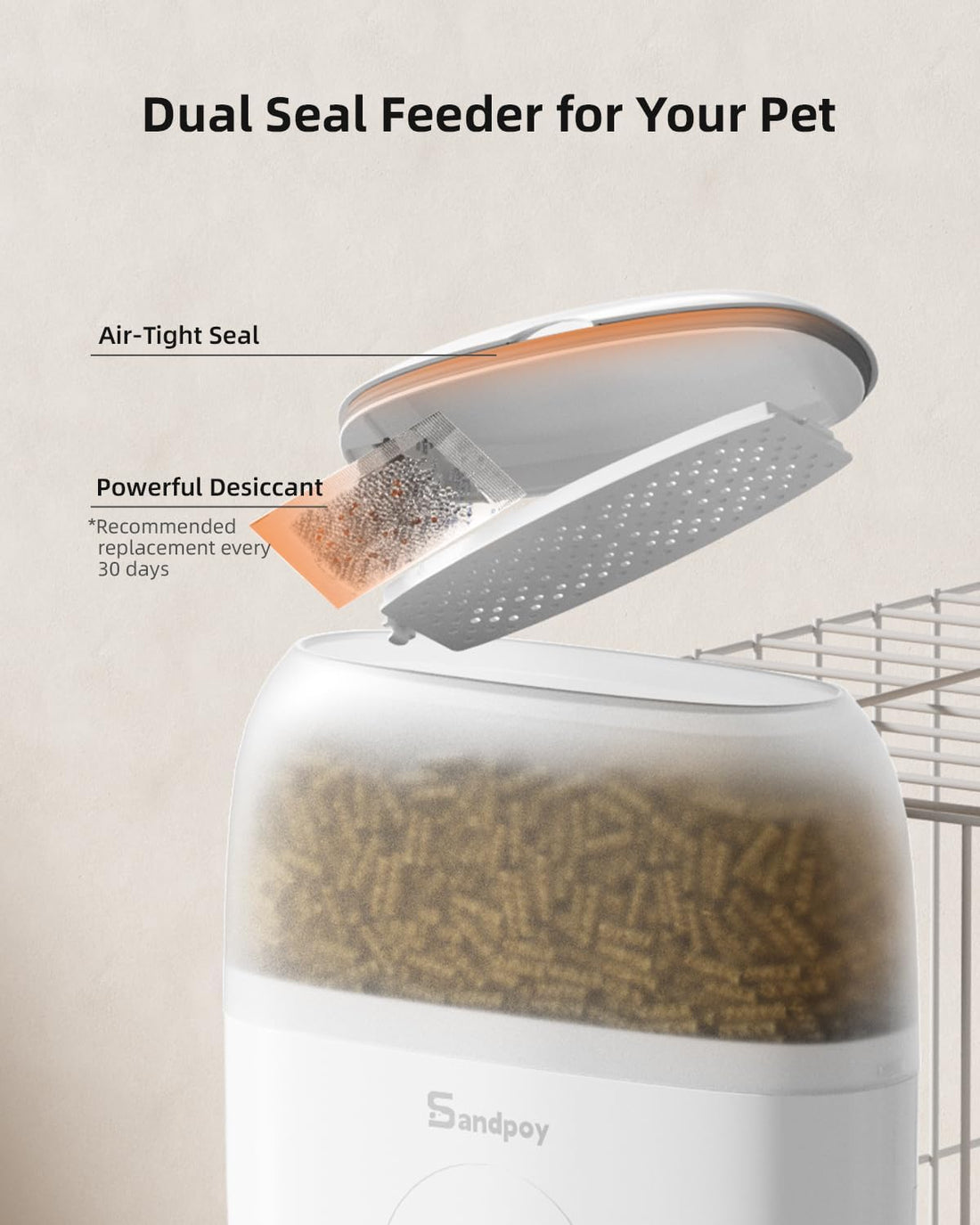 Sandpoy Hanging Automatic Rabbit Feeder with 1080P Camera for Cages