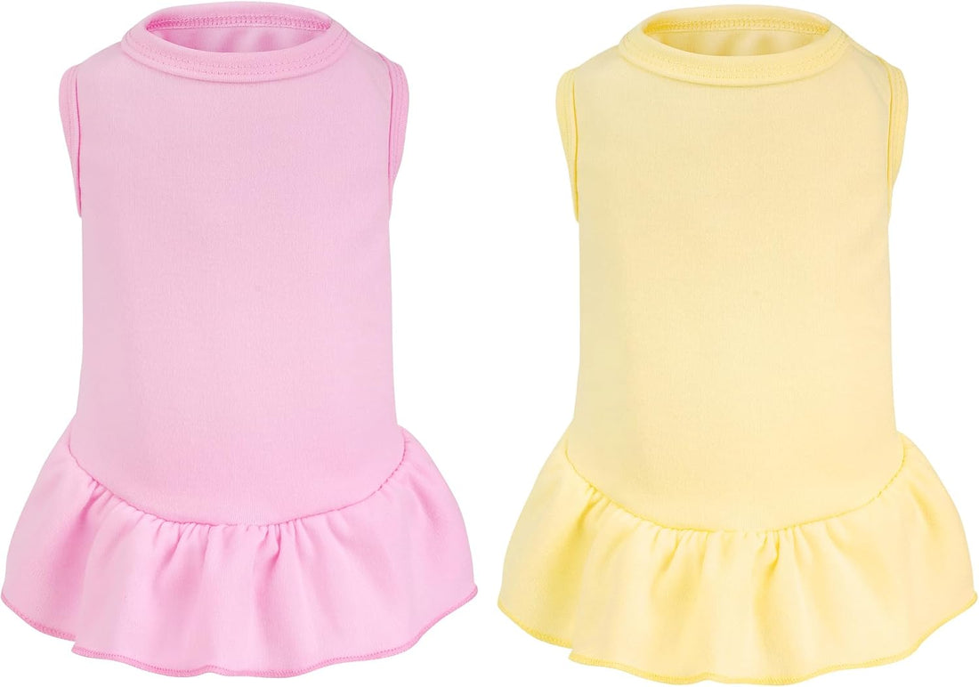 2 Pcs Dog Dress Cute Cat Skirt Solid Color Summer Clothes for Small
