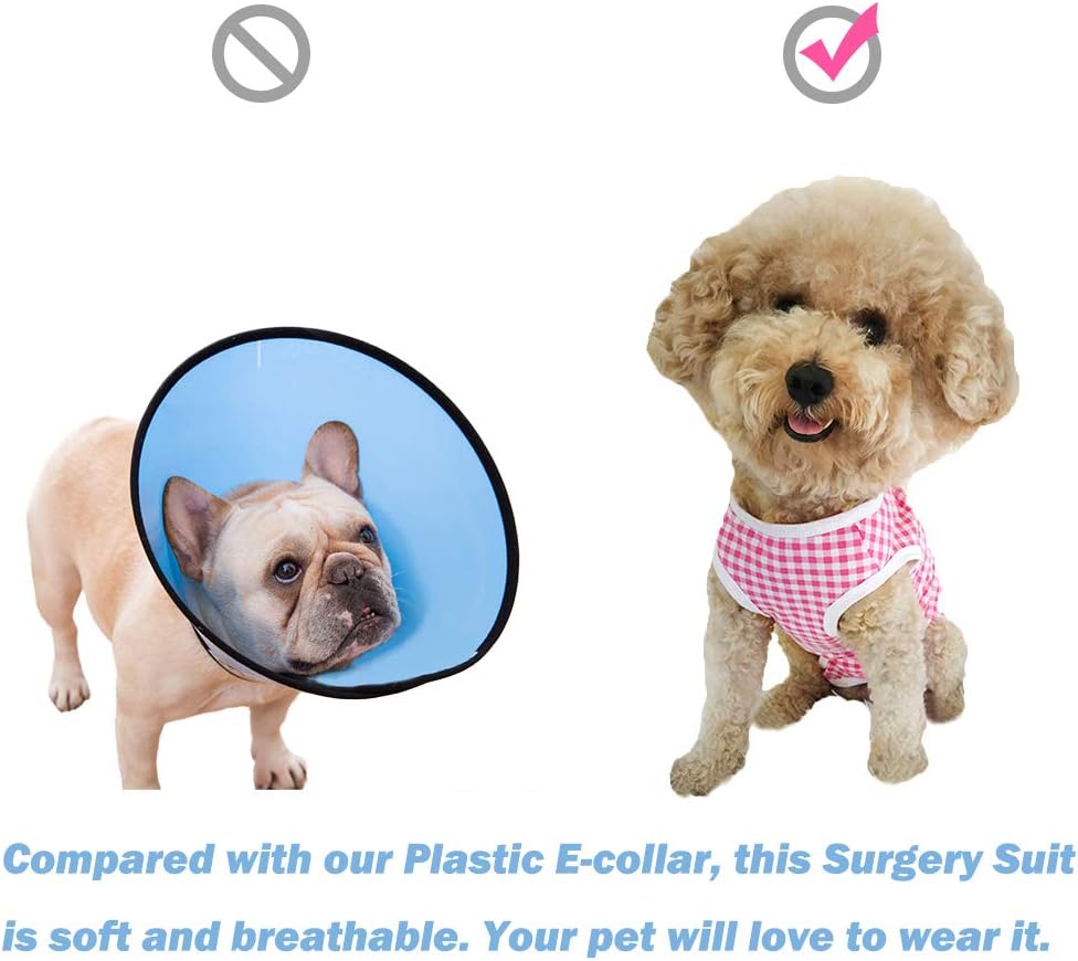 Dog Recovery Suit Post-Surgery Shirt, Pink & White Stripe