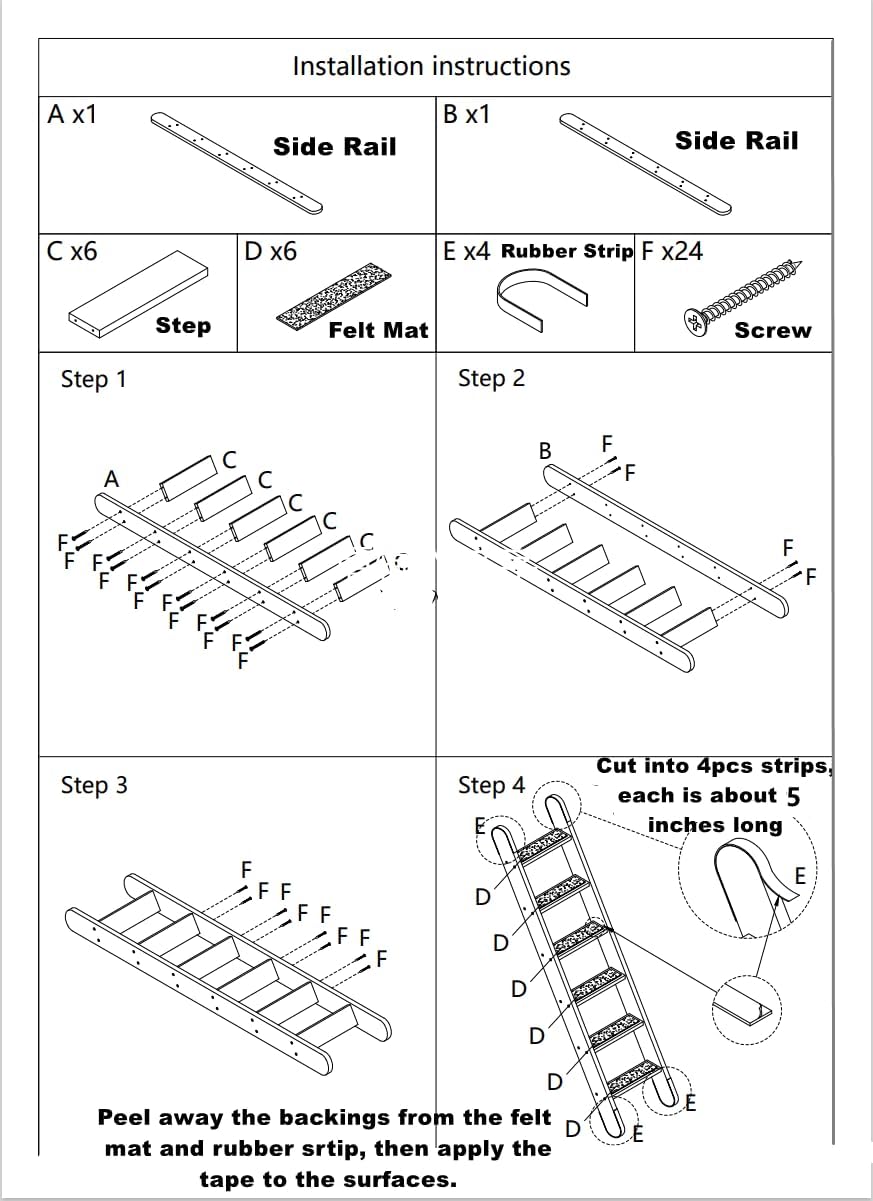 SHENGOCASE Solid Wood Wall Leaning Cat Ladder for Indoor Cats