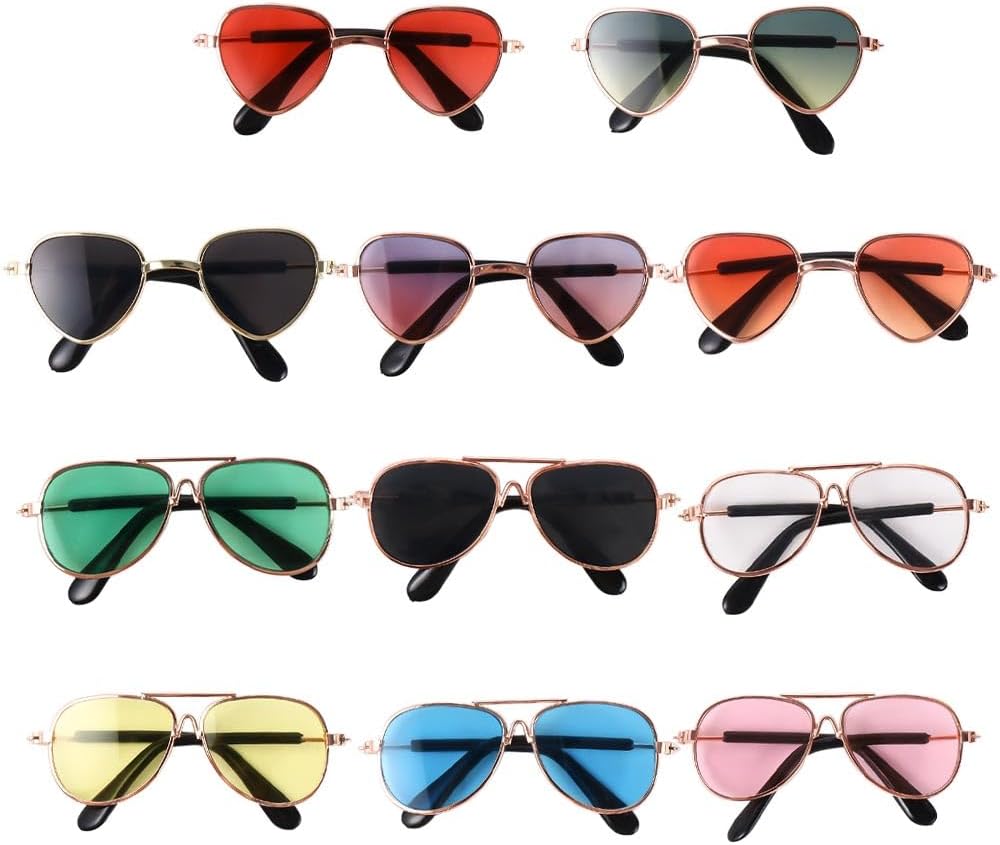 Vctitil 11 Pcs Dog Cat Sunglasses Reflection Pet Glasses Photo Props
