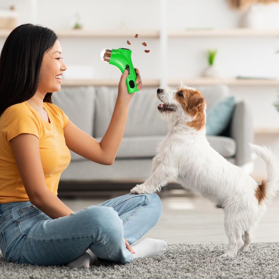 balacoo Dog Treat Launcher Green Plastic Interactive Toy