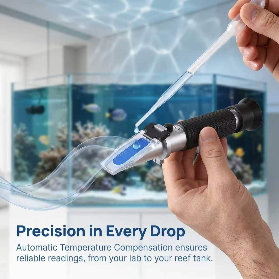 Salinity Refractometer with ATC, 0-100PPT & 1.000-1.070 SG
