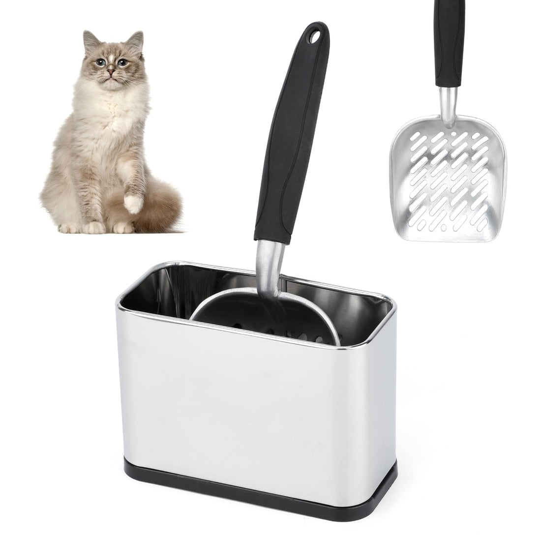 Midollarle Heavy-Duty Cat Litter Scoop with Holder