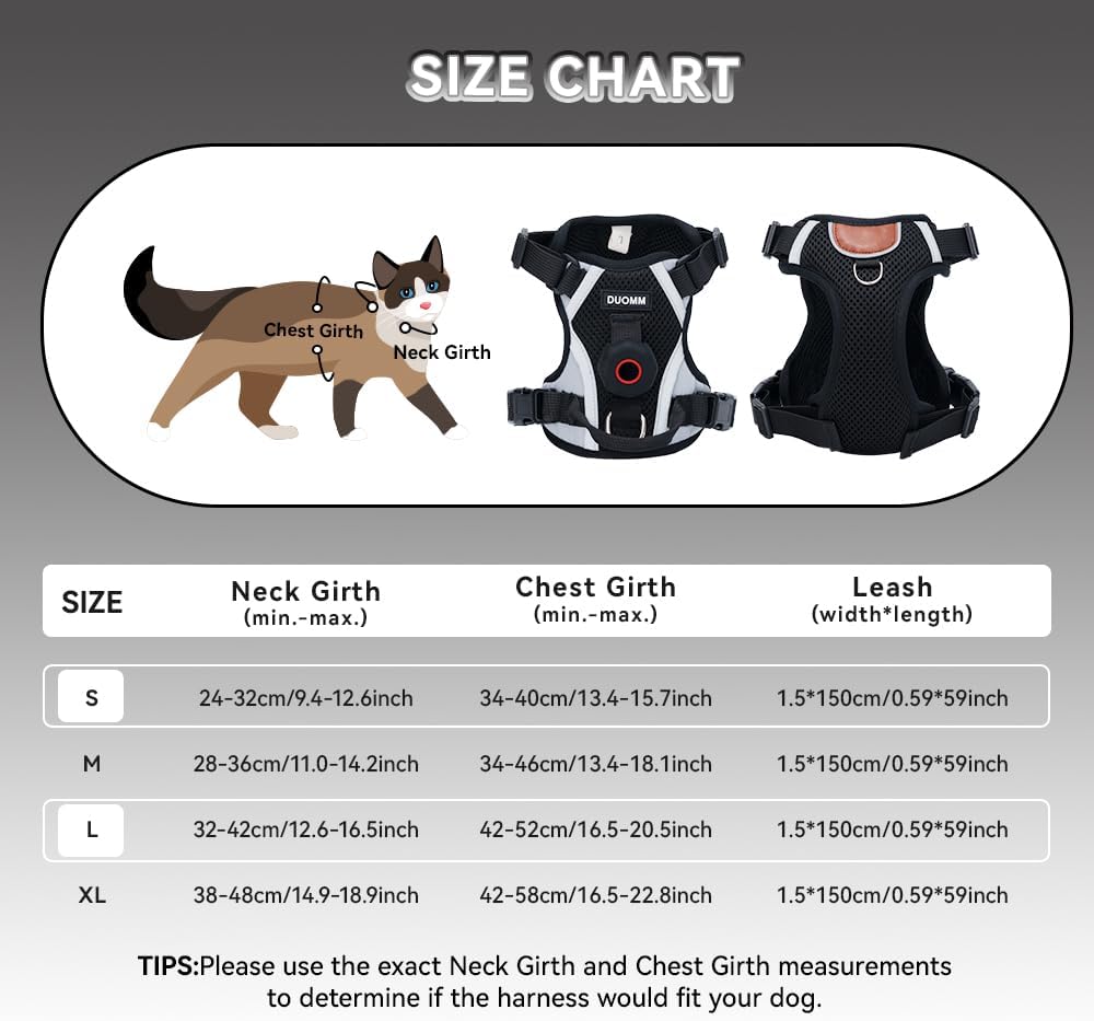Cat Harness Leash Set with AirTag Holder