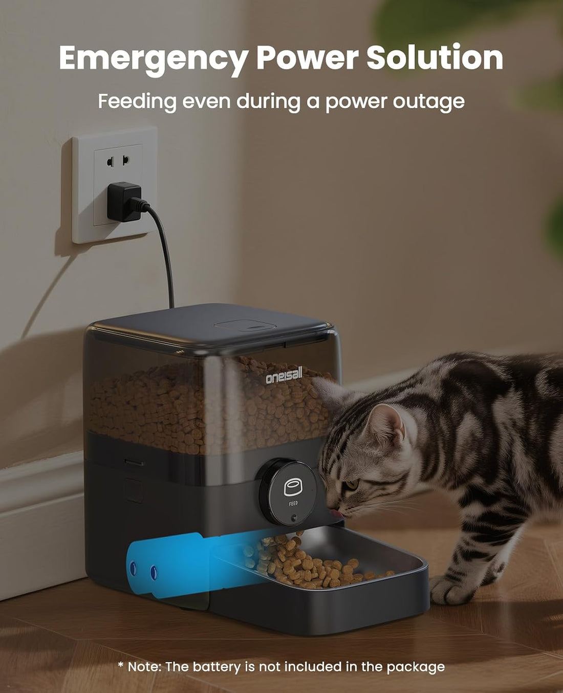 oneisall Automatic Cat Feeder for Large Kibble and Snacks
