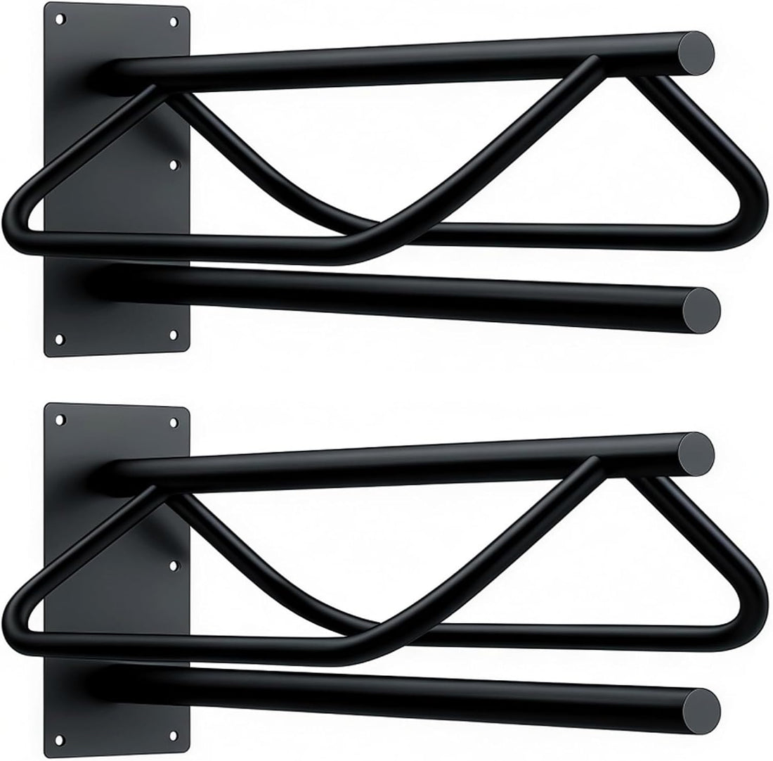 4 Pack Wall Mounted Saddle Racks with Pad Bar,Heavy Duty Black Saddle
