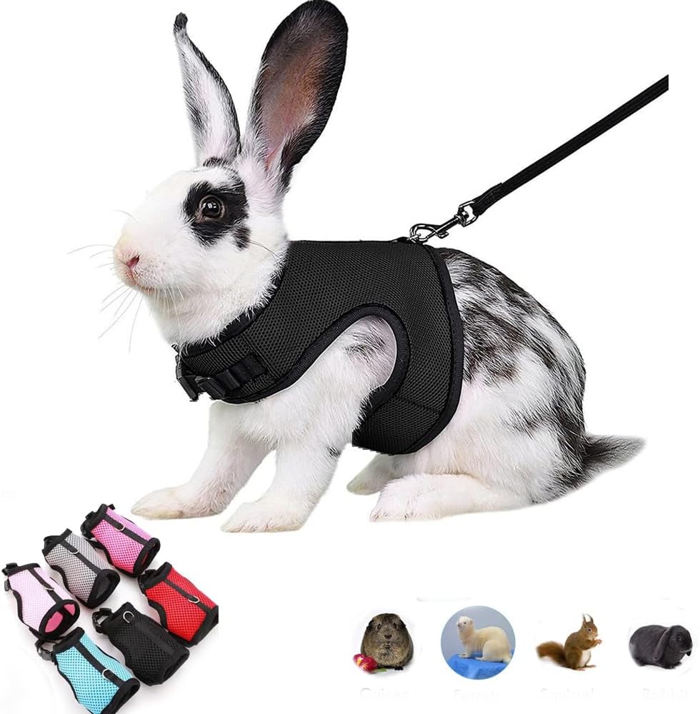 Bunny Leash and Harness Escape Proof Soft Rabbit Harnesses Mesh Vest