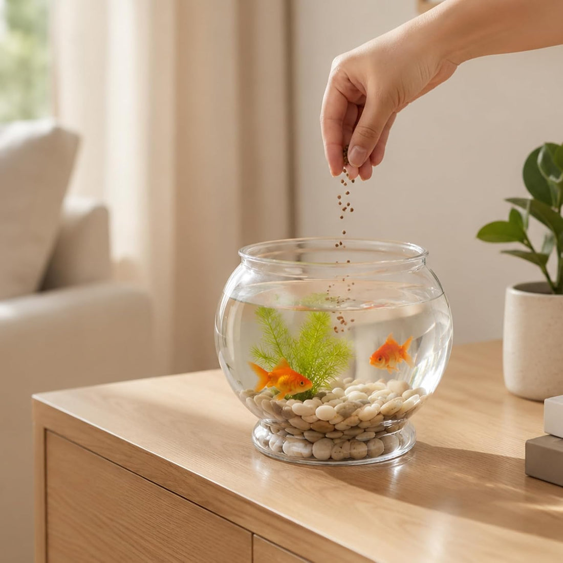 Mini Plastic Fish Bowl 30 oz Round Tabletop Aquarium Decorative