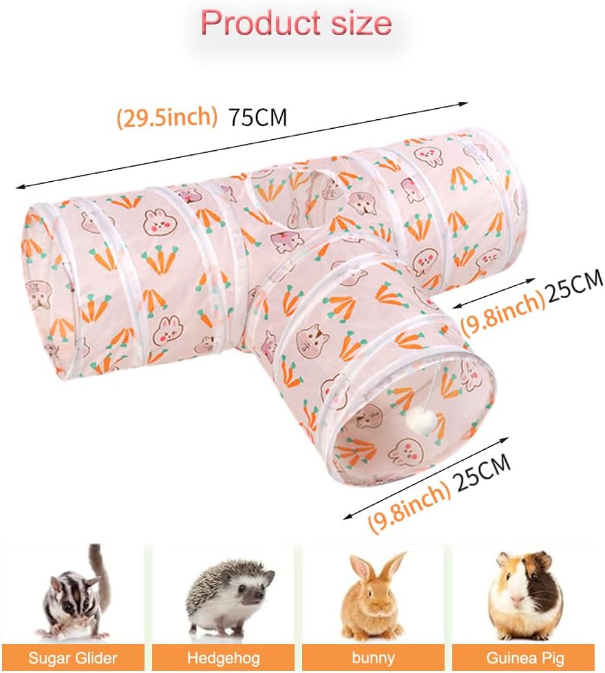 3 Way Washable Rabbit Hideout Toys, Guinea Pig Tunnels & Tubes