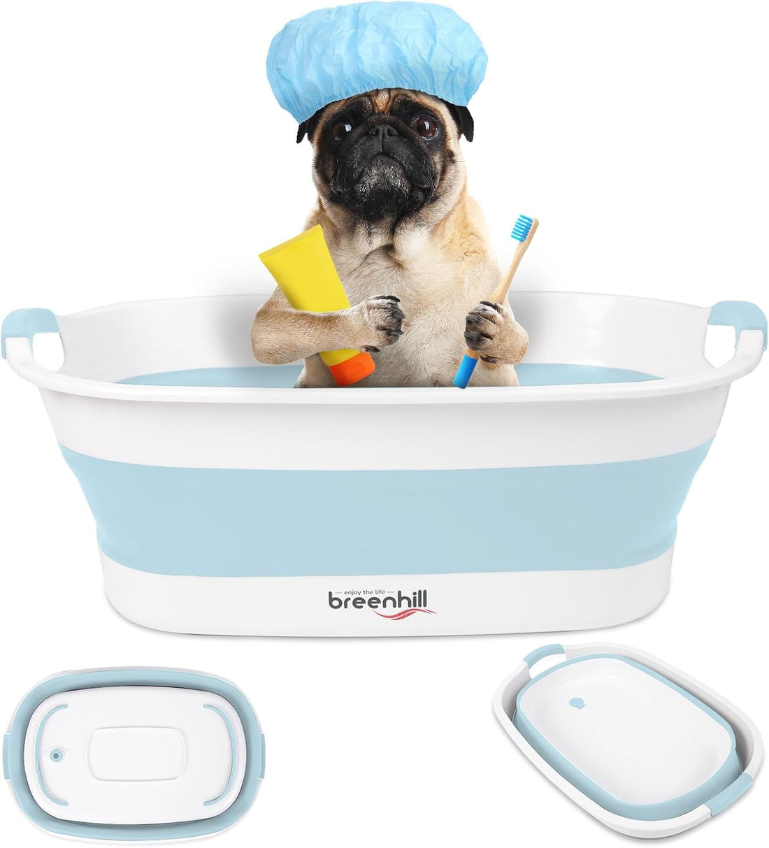 Collapsible Dog Bath Tub, Portable Puppy Bathtub with Drain Plug
