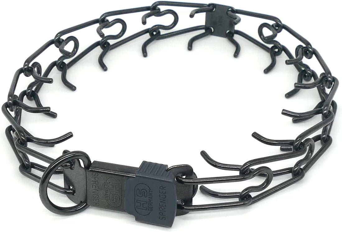 Herm Sprenger Black Stainless Steel Prong Dog Collar with ClicLock