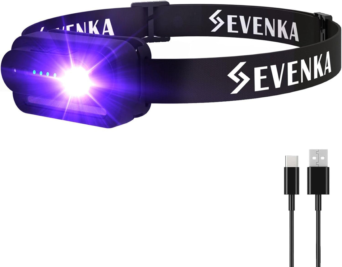 SEVENKA 2in1 UV Headlamp Flashlight Black Light & White Light