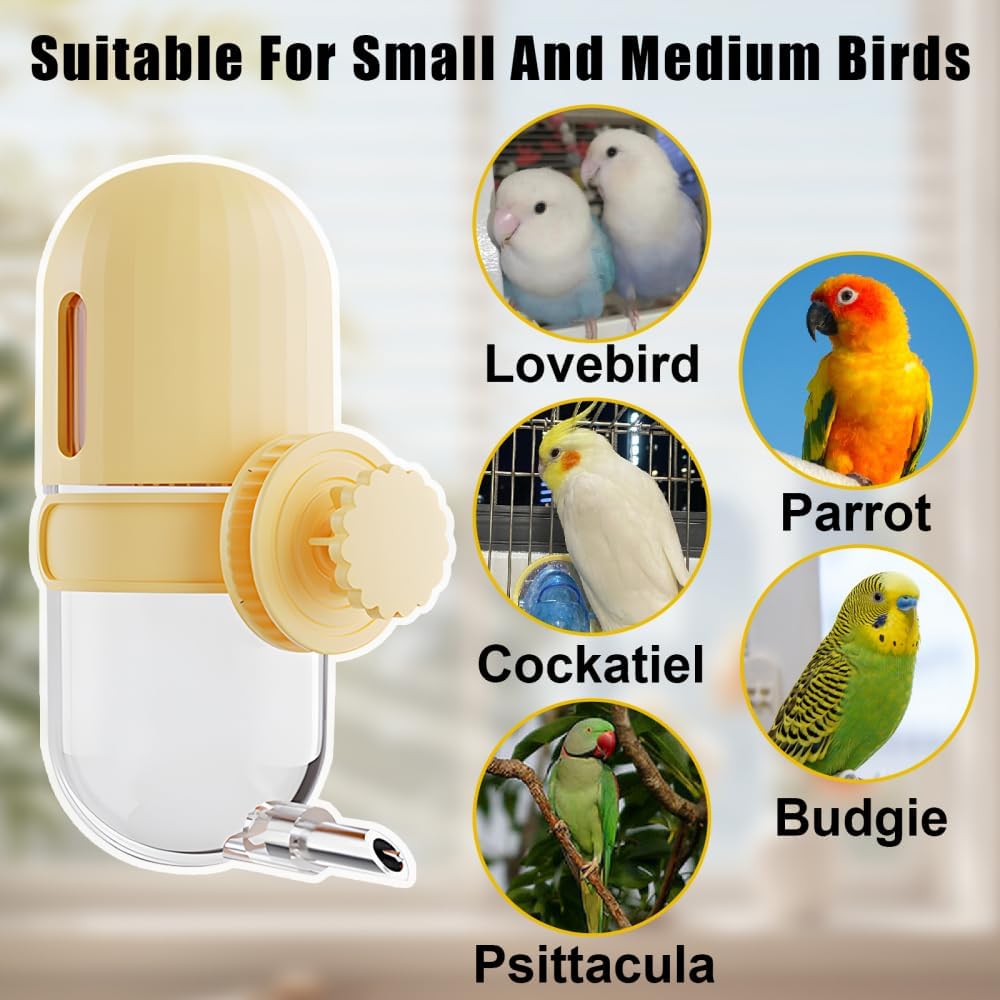 Bird Water Dispenser, 240ML Detachable Bird Drinking Bottle Automatic