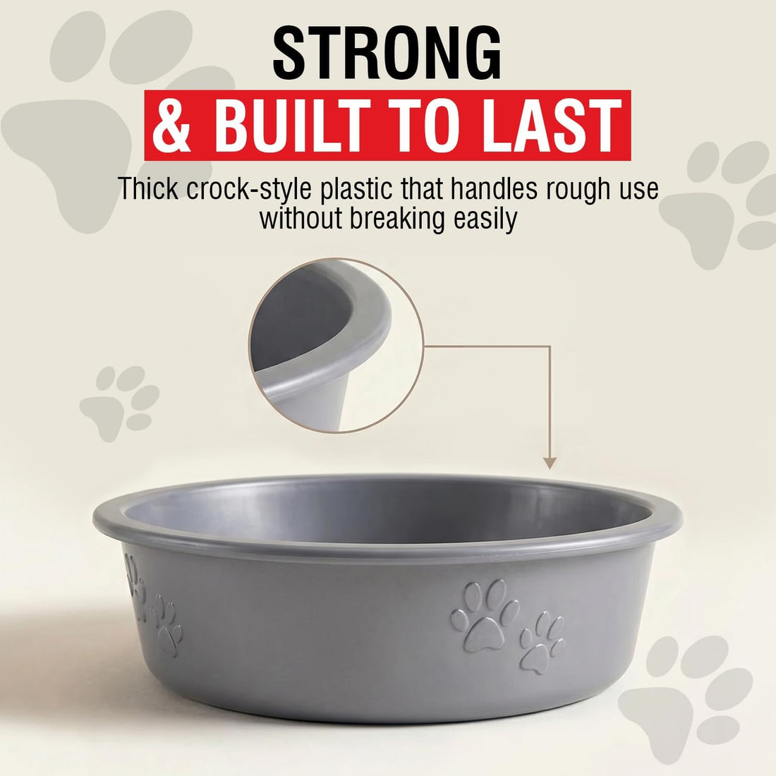 Loving Pets Dolce Luminoso Dog Bowl, Non-Skid Plastic Bowl
