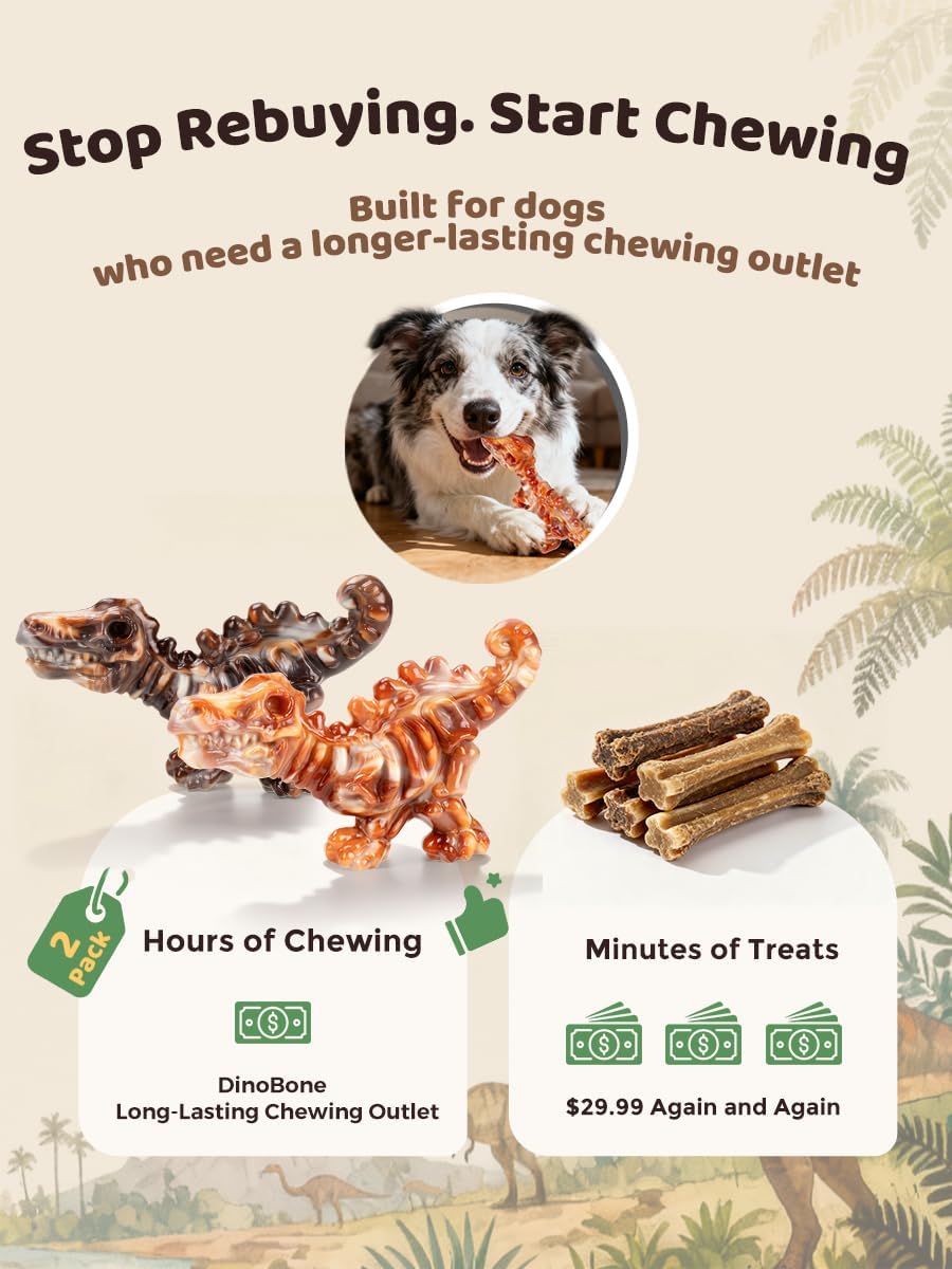 ChienBox DinoBone Dog Toys for Aggressive Chewers
