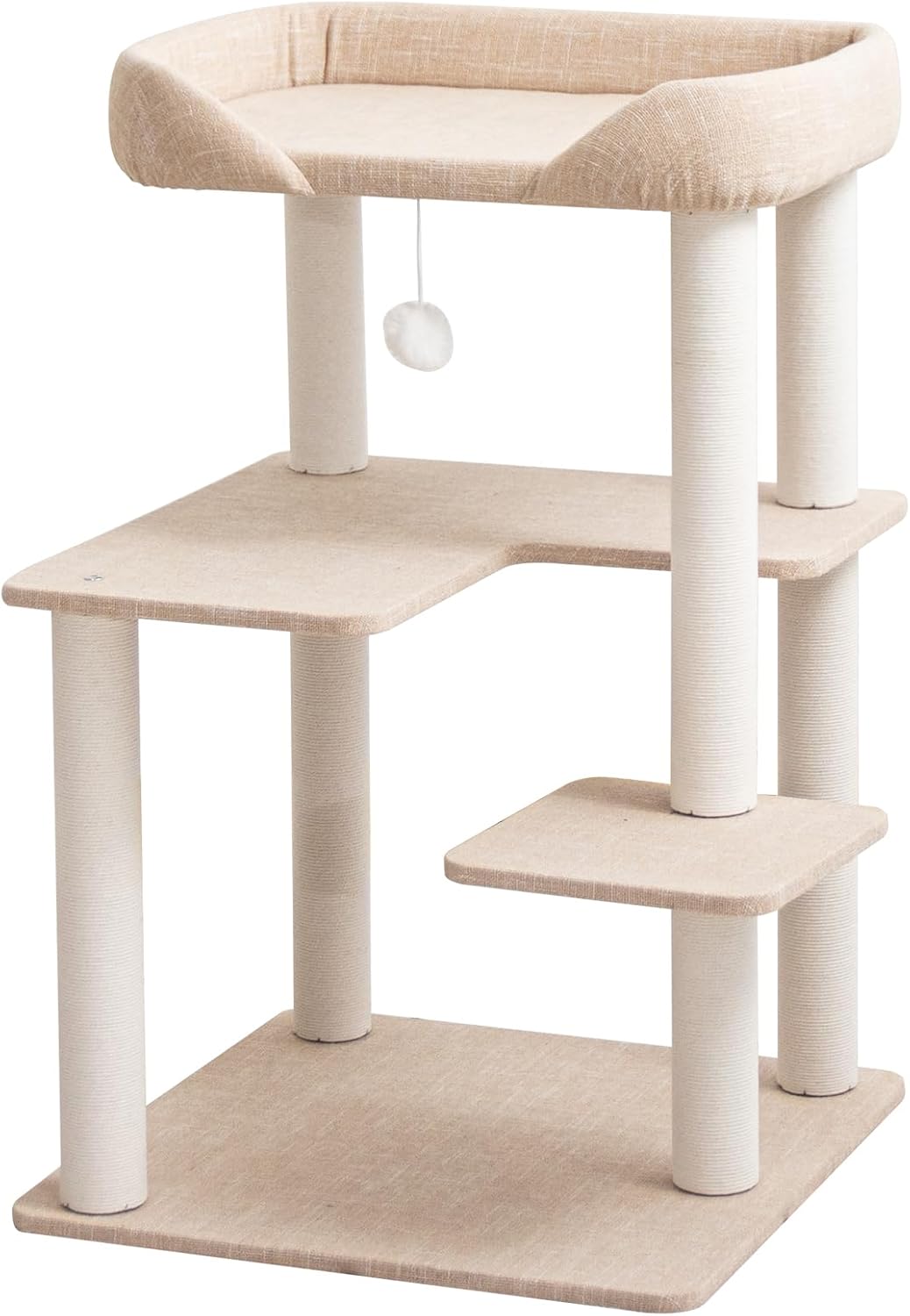 37.5" Cat Tree Tower for Large & Senior Cats, Low-Step Design