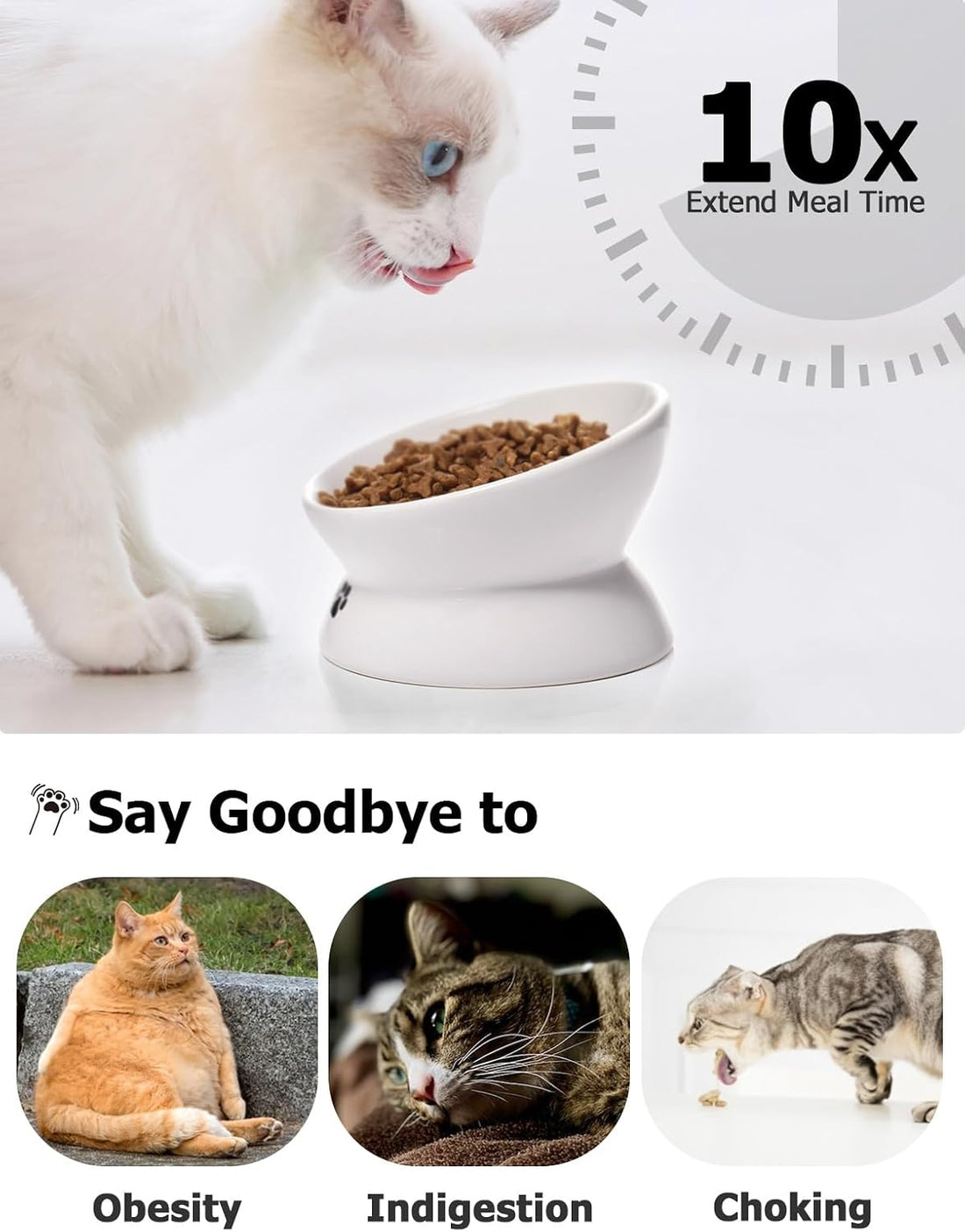 Y YHY Cat Bowl Anti Vomiting, Raised Food Bowls, Tilted Elevated Bowl
