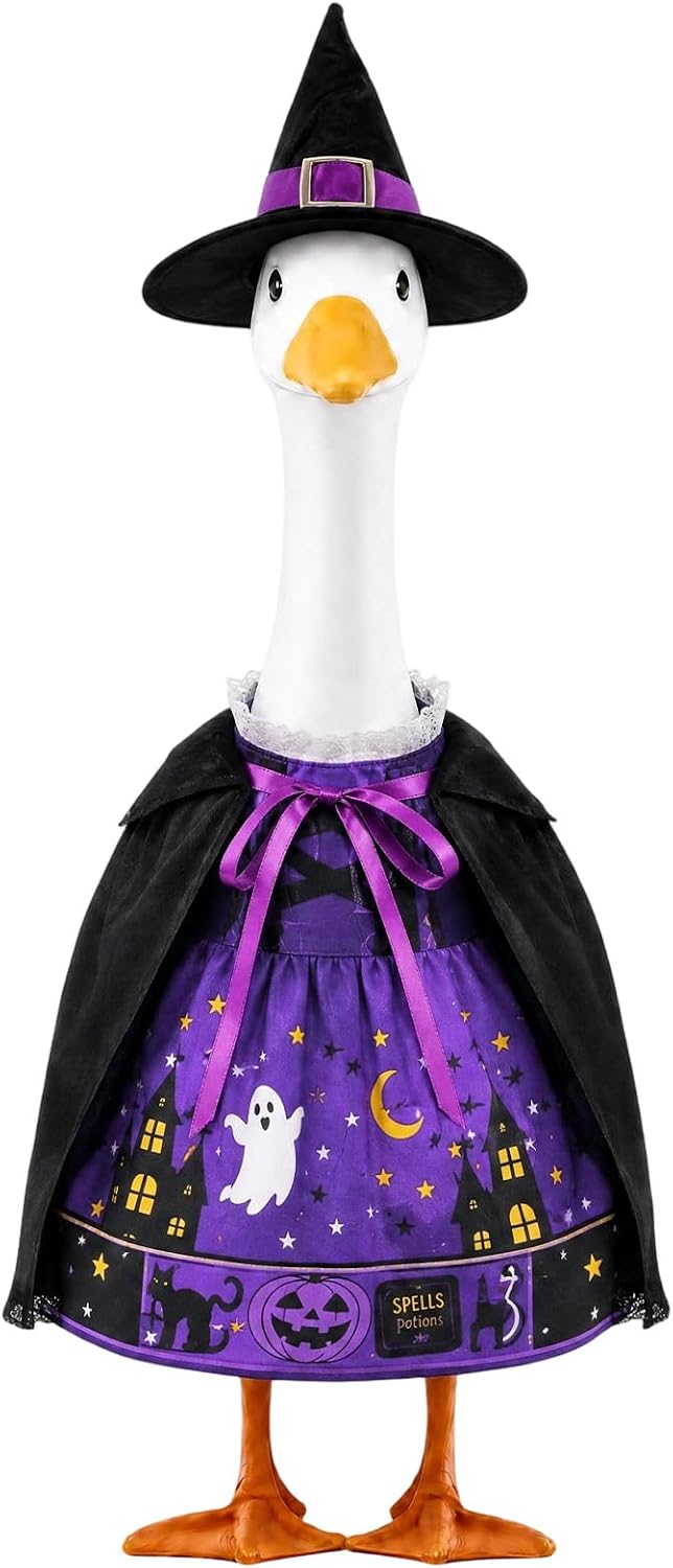 Halloween Witch Porch Goose Outfit With Hat Cape for 23'' Goose