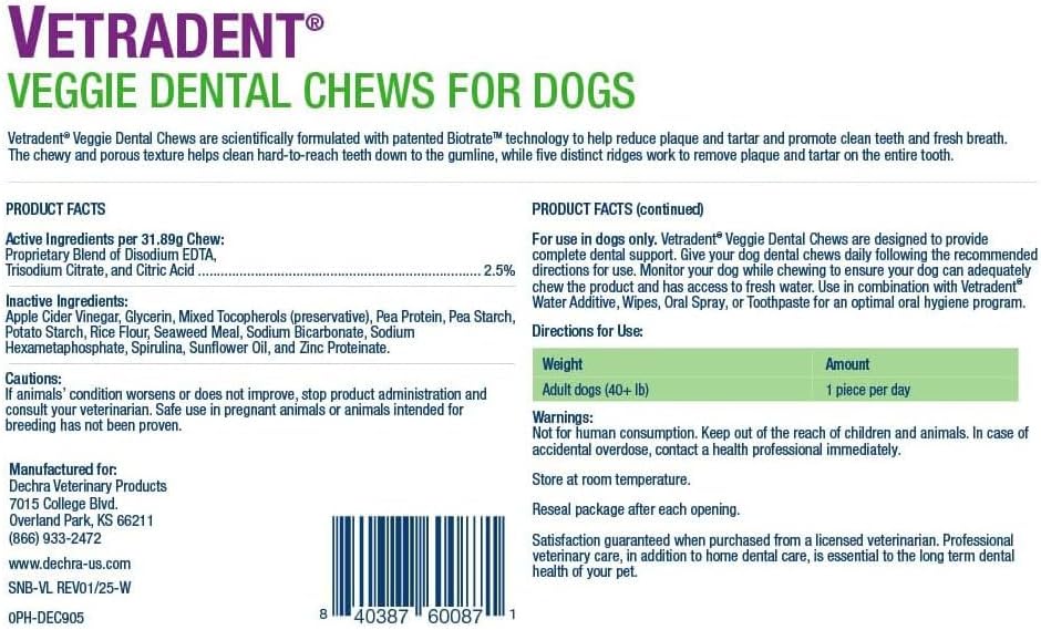 Vetradent® Veggie Dental Chews for Small Dogs