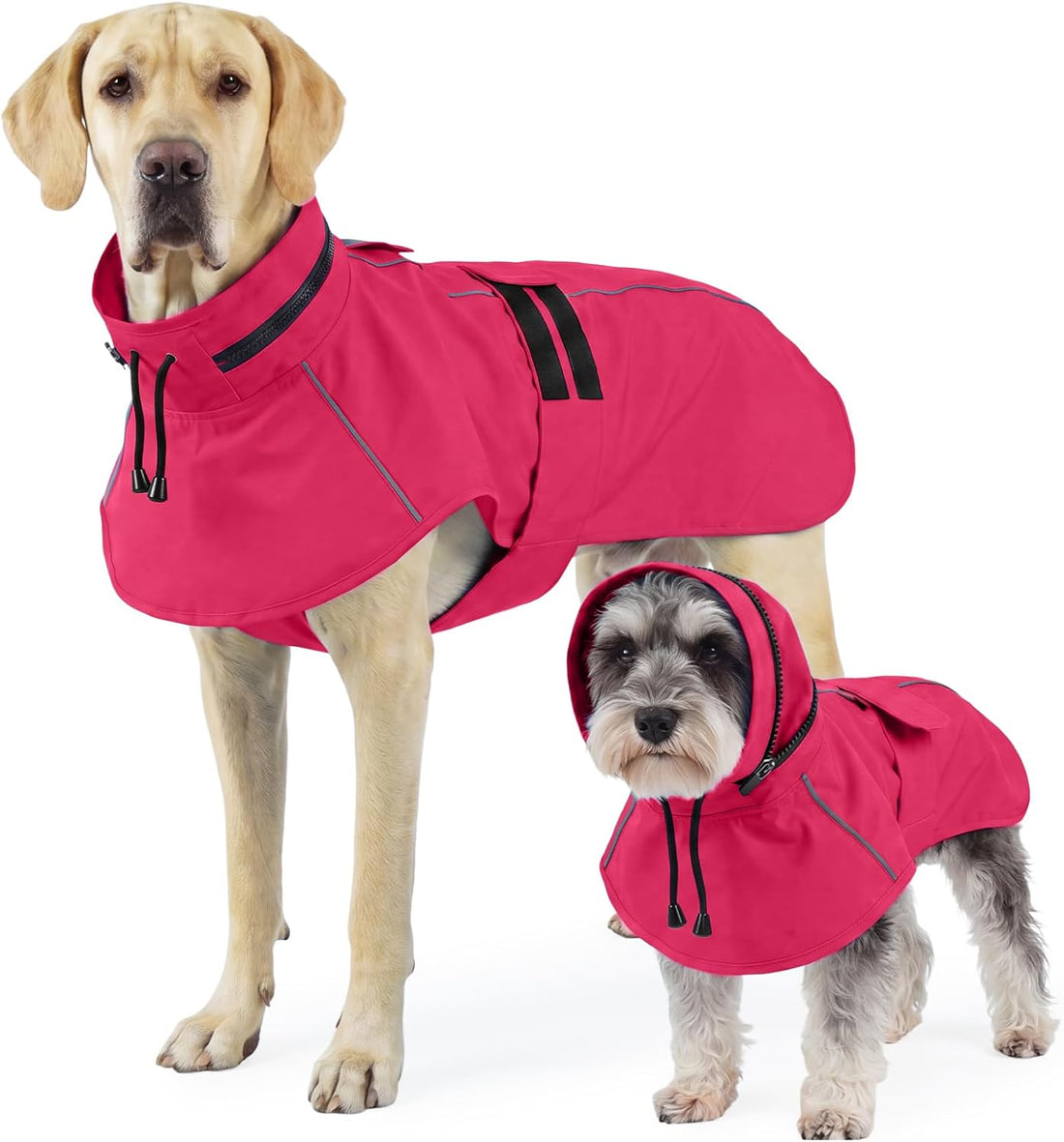 Dog Raincoat, Waterproof Dog Rain Jacket with Hood Black 2XL