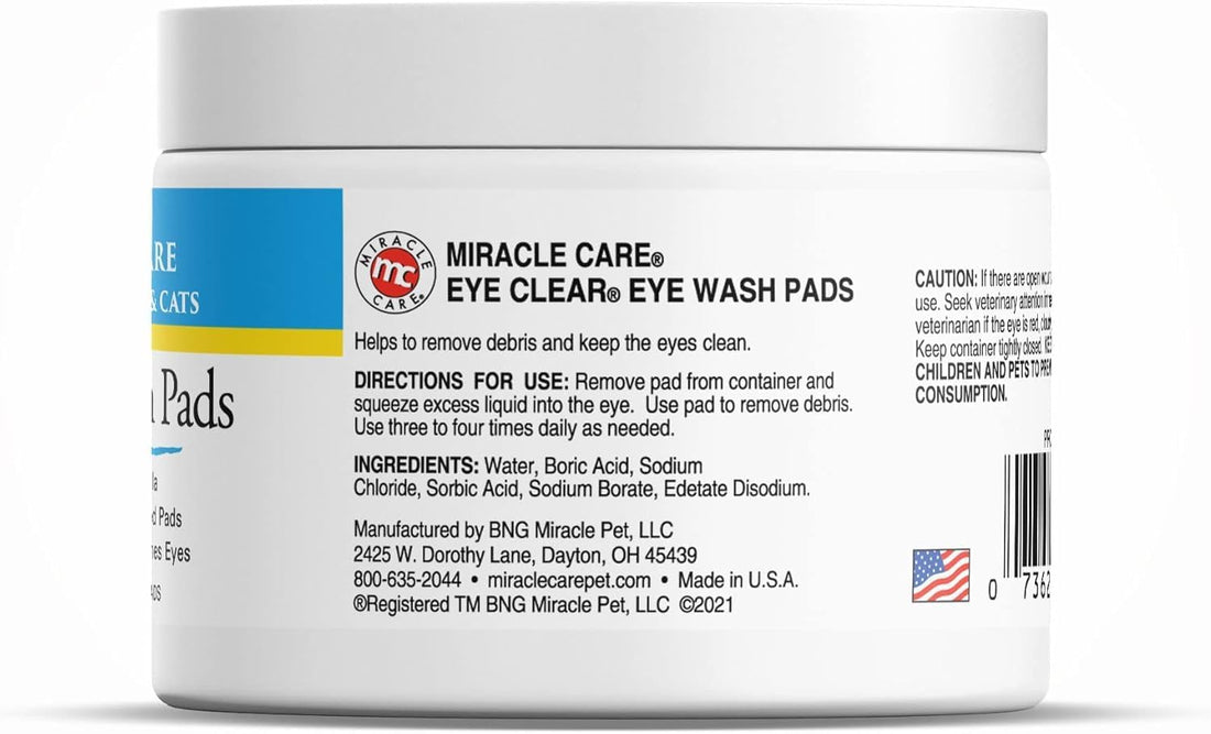 Miracle Care Eye Wash Pads, 90 Single Use Pre-Soaked Pads to Gently