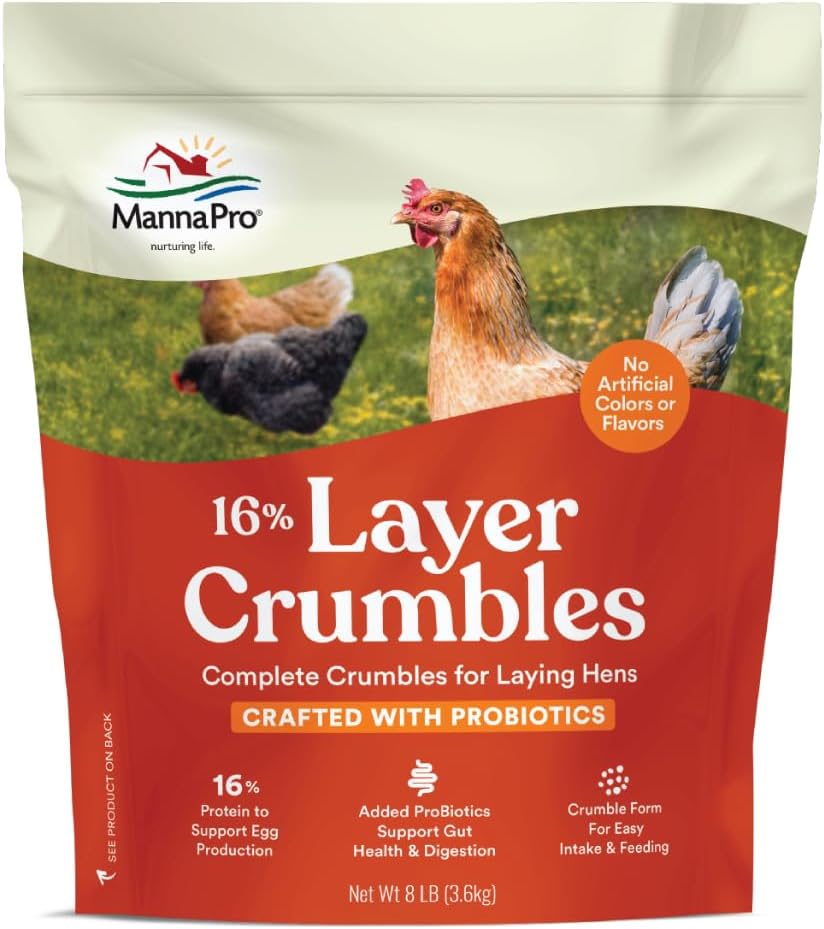 Manna Pro Layer Crumbles Chicken Feed, 16% Protein, Digestive Aid