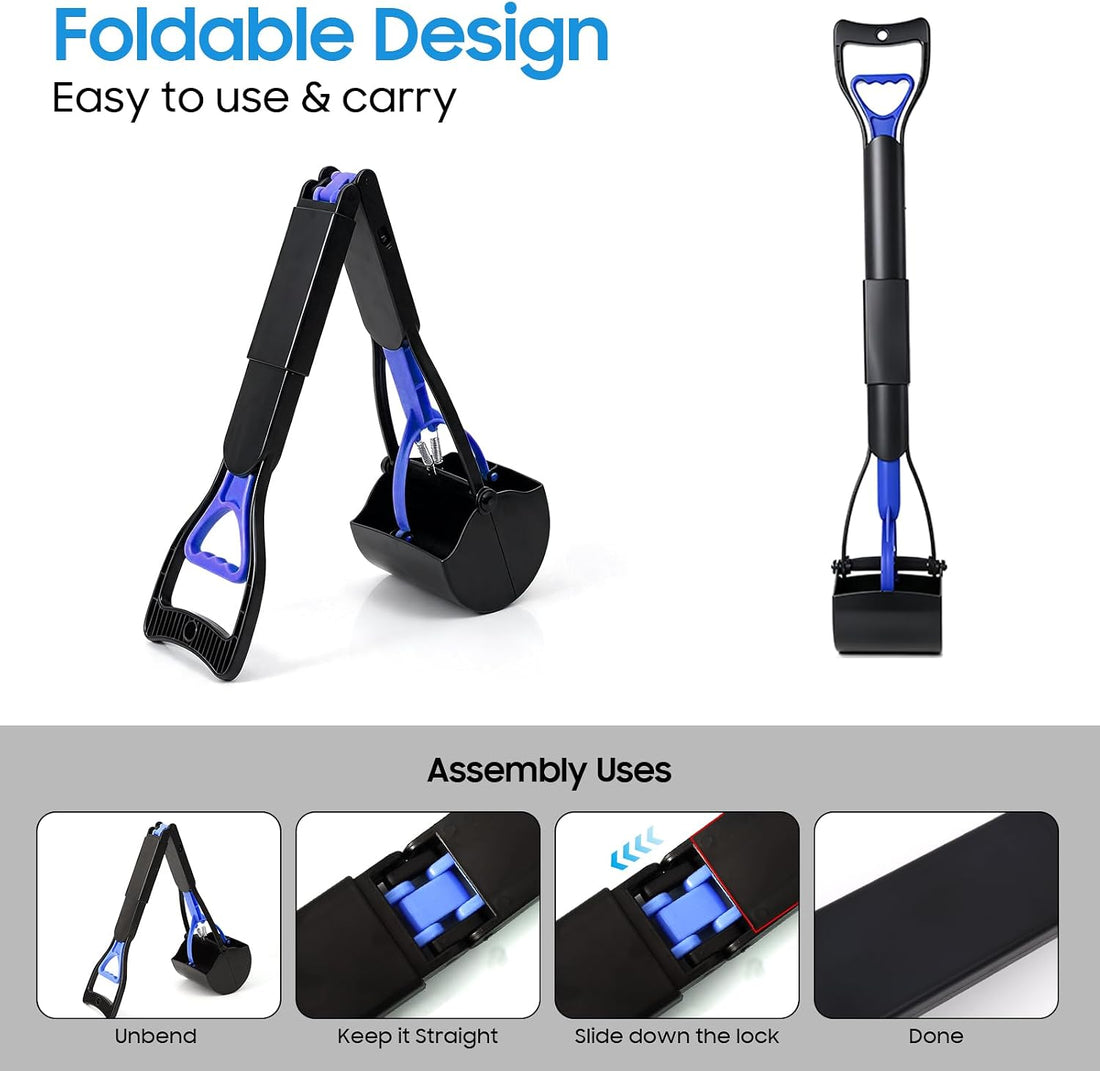 27.56" Pooper Scooper for Dogs, Foldable & Durable Poop Scooper