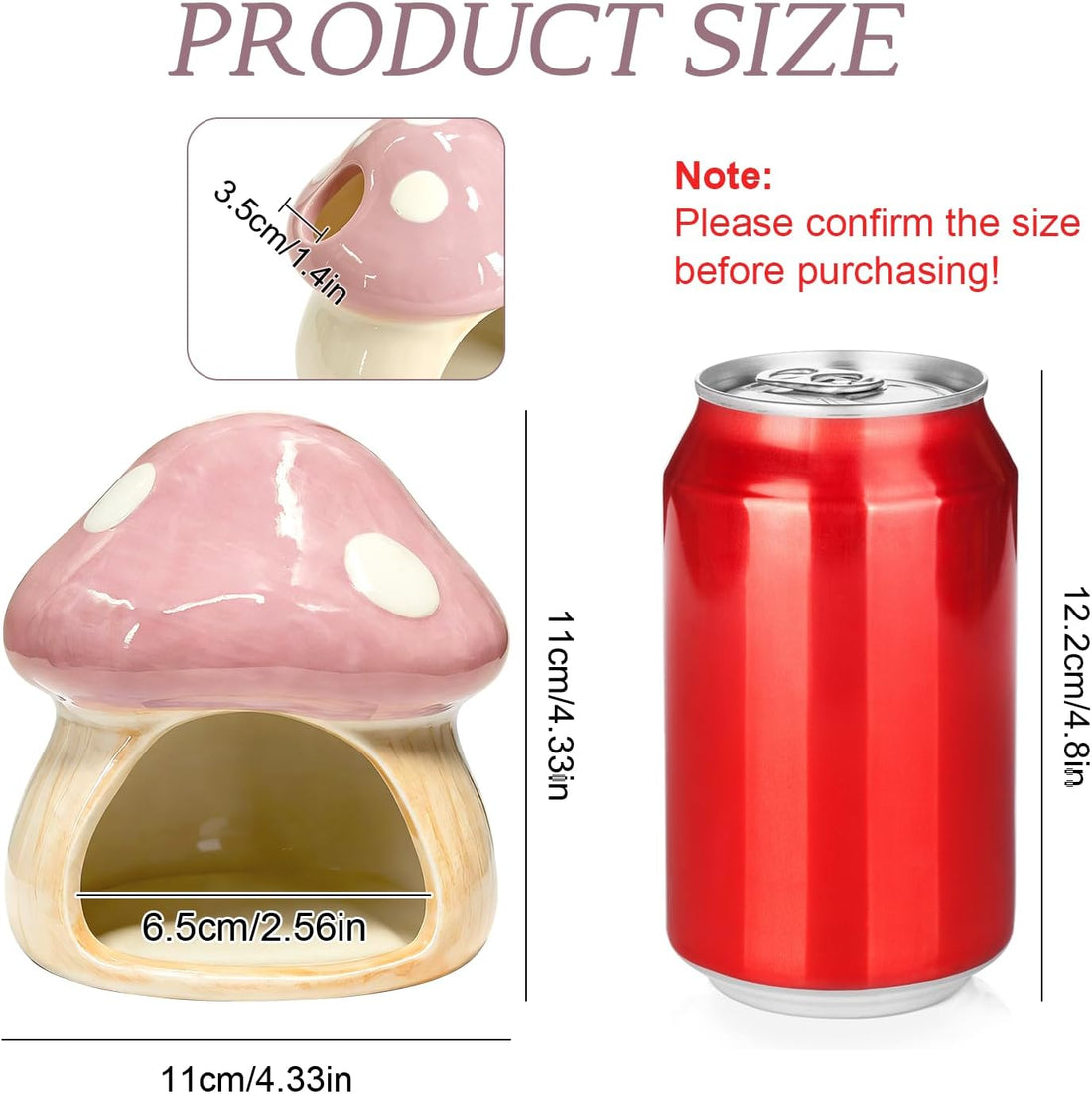 Betta Fish Tank Accessories, 4.33" Ceramic Mushroom Aquarium Decor
